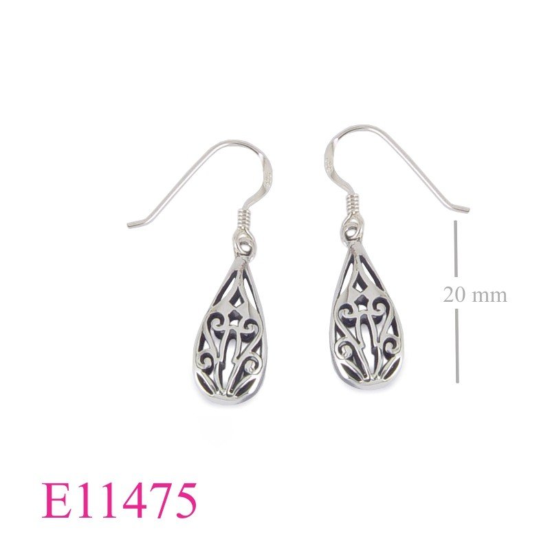 Earrings, stencil puff drop.