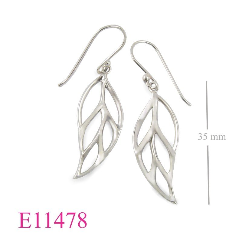 Earrings, cut out leaf.