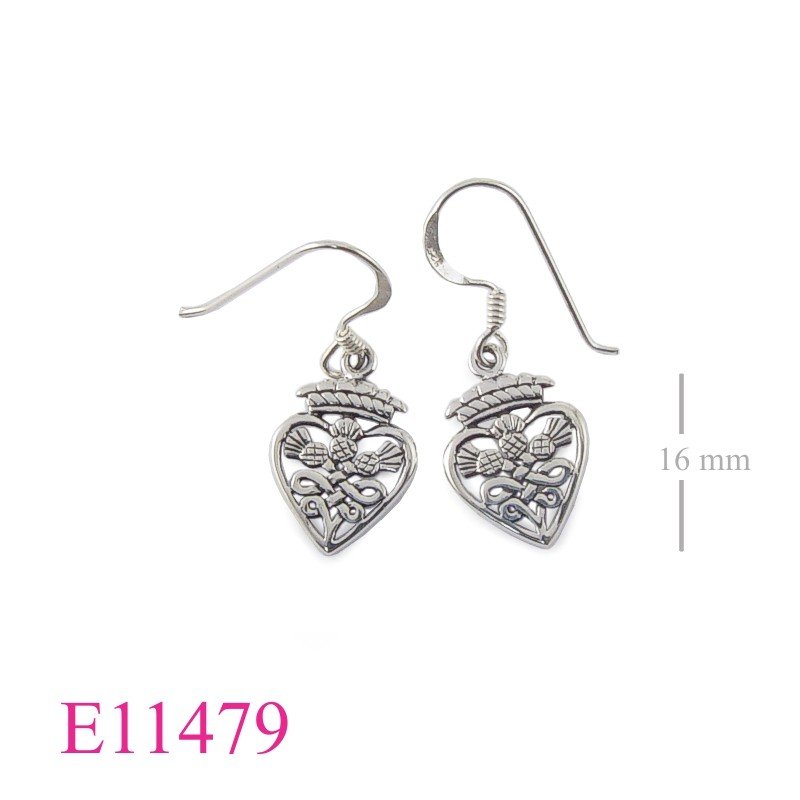 Heart Earrings, Thistle Earrings, 3 Thistles in .