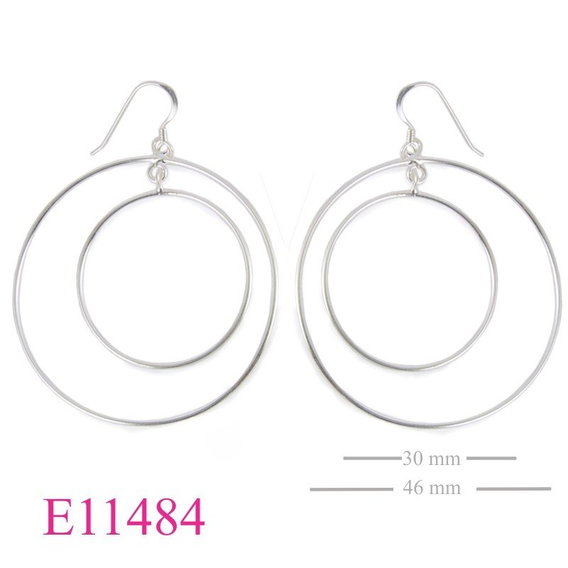 Earrings, double hanging hoops.
