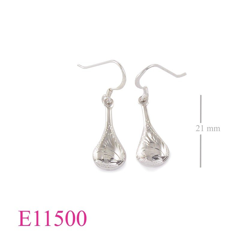Earrings, 10mm engraved puff drop.