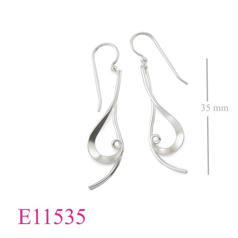 Earrings, wire drop swirl.