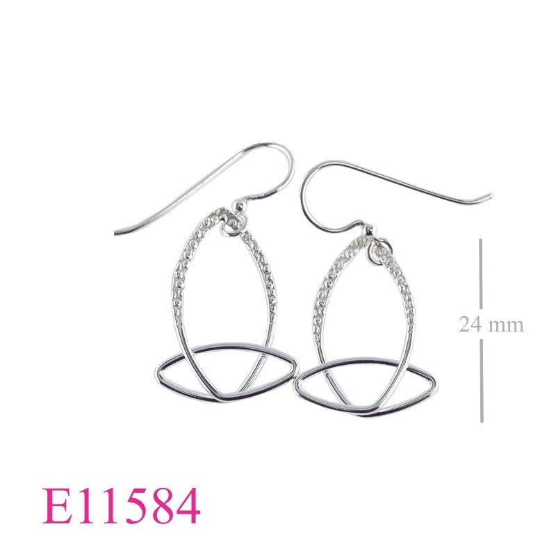 Earrings, wire marquise shape.