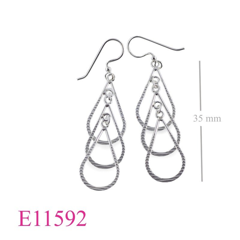 Earrings, wire triple drops.