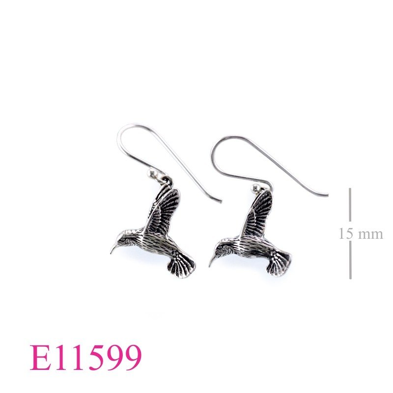 Earrings, humming bird (dot hook).