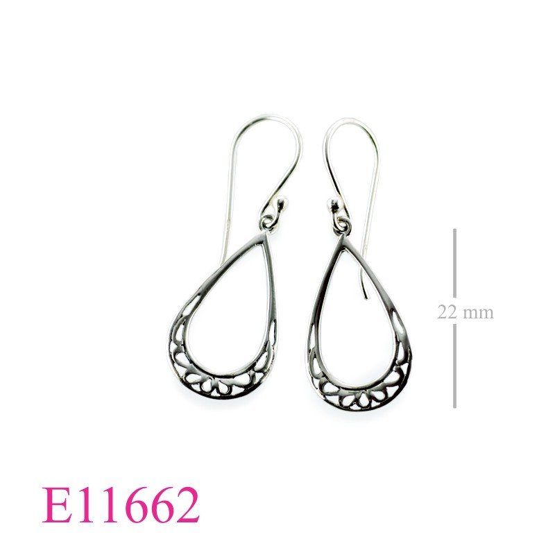 Earrings, opened drop design.