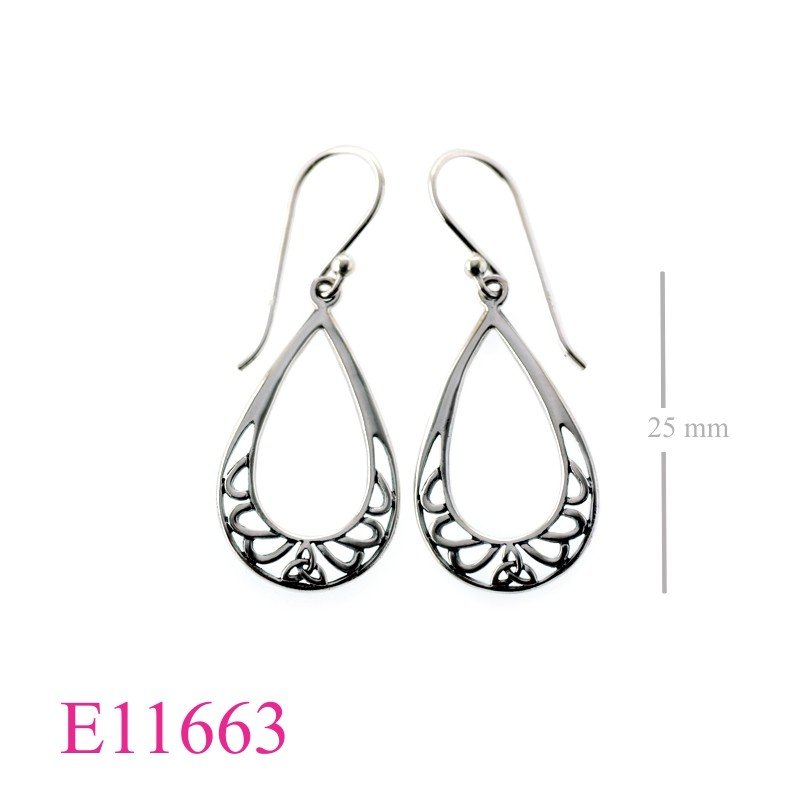Earrings, cut out drop and small Trinity design.
