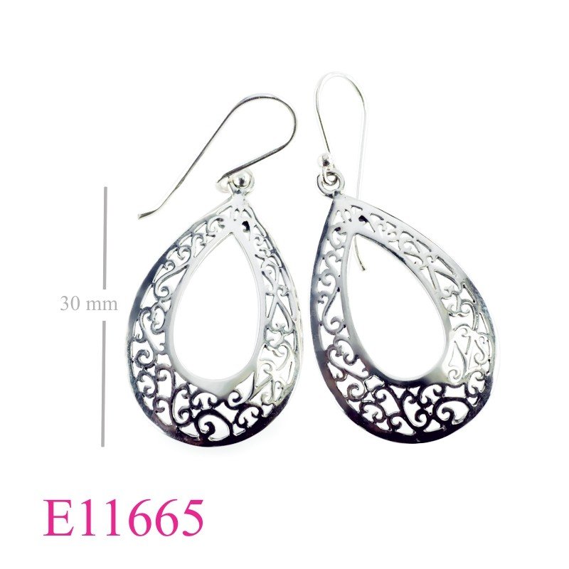 Earrings, cut out drop design.