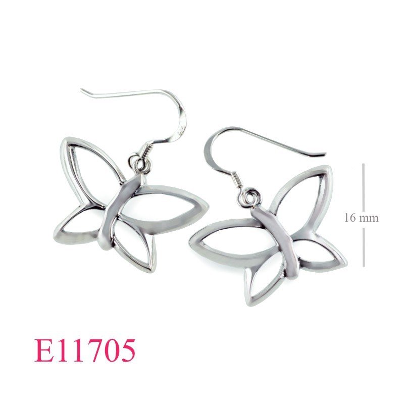 Earrings, opened butterfly.