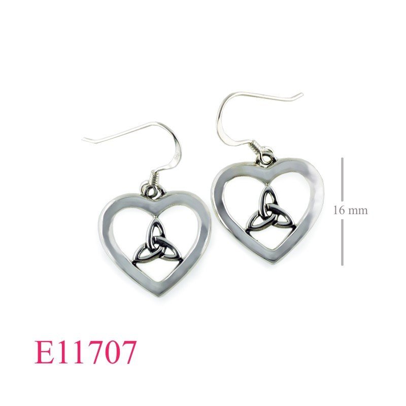 Earrings, Trinity in heart.