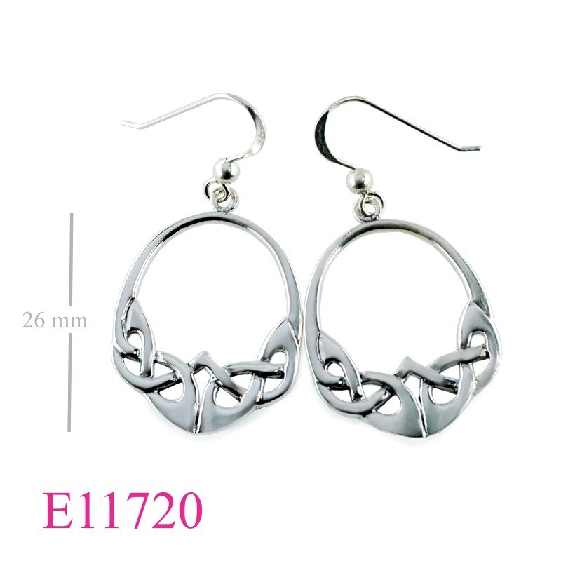 Earrings, cut out drop round Celtic.