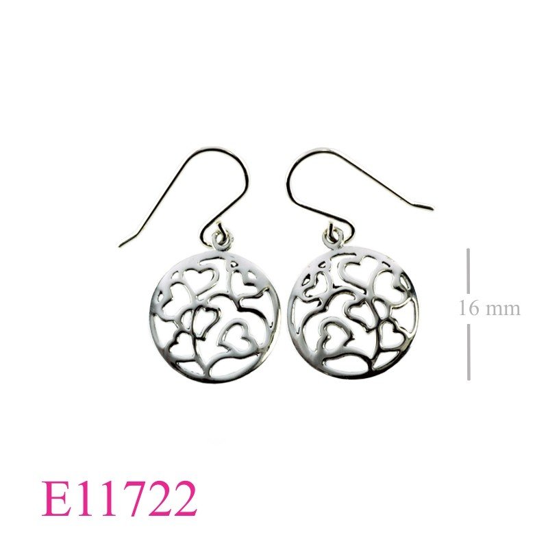 Earrings, cut out round design.