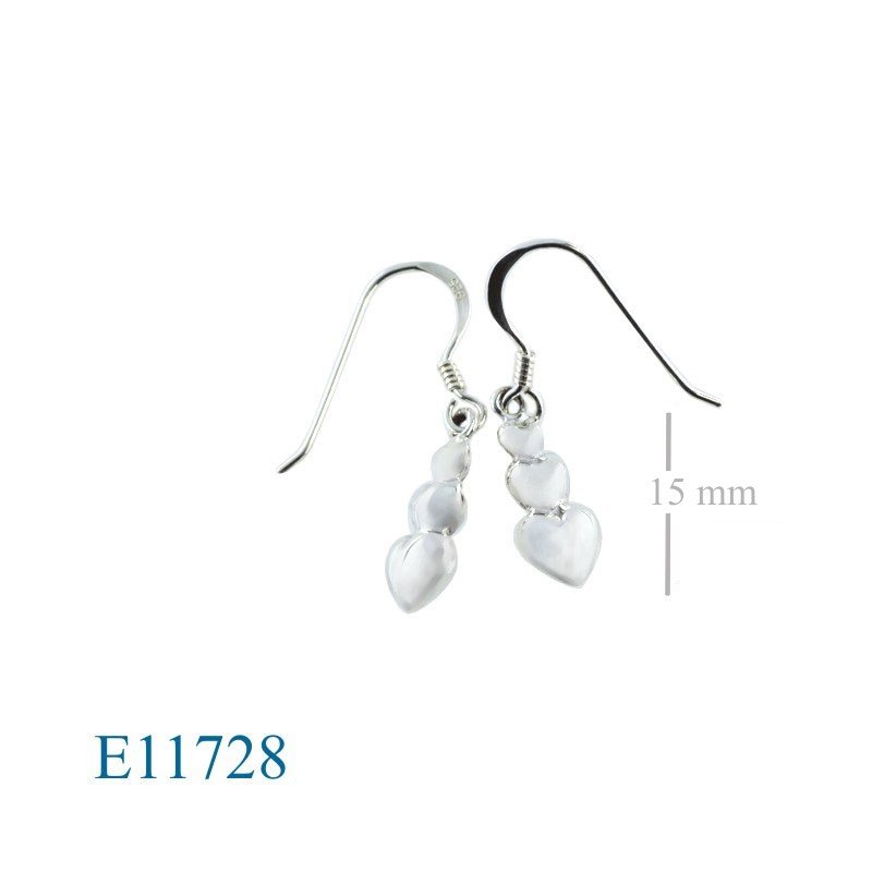 Heart Earrings, triple hearts.