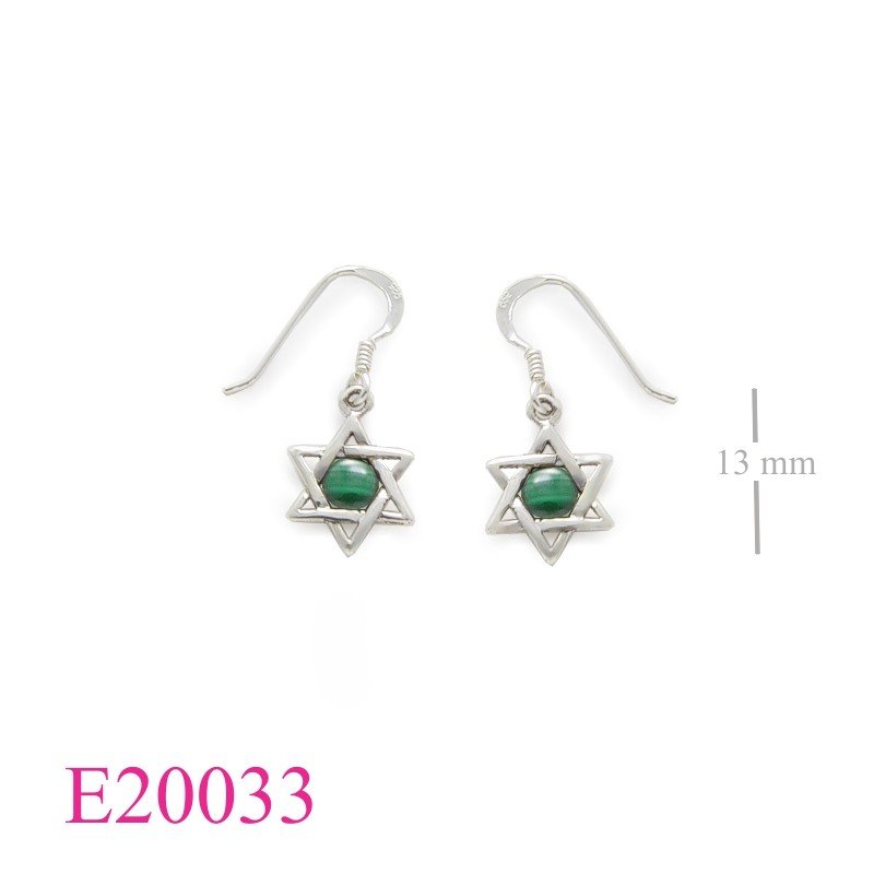 Stone Earrings, davis star with round stone.