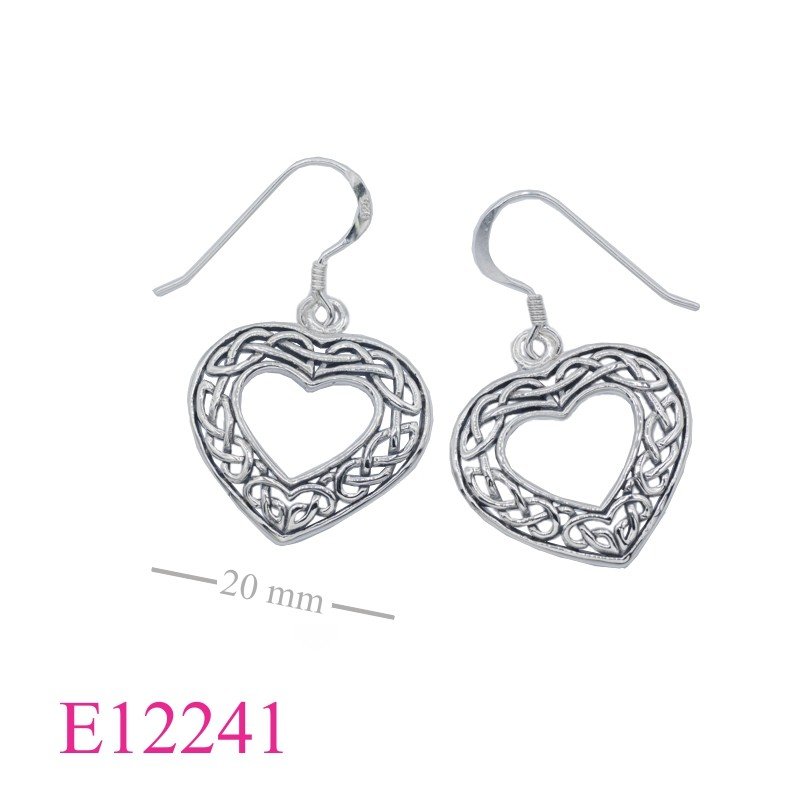 <p>Earrings, 20mm opened heart Celtic</p>