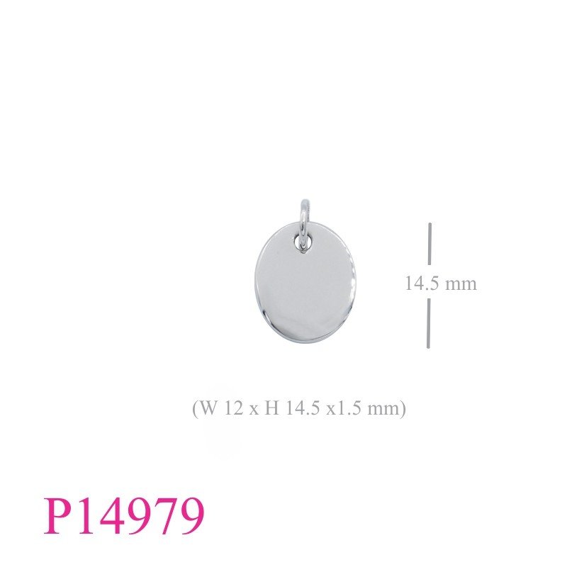 <p>Pendant, 12x14.5x1.5mm oval tag.</p>
