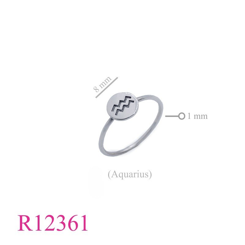 <p>Ring, round Aquarius Zodiac.</p>