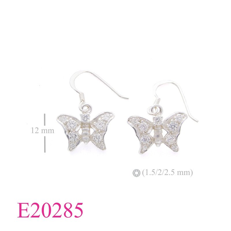 Butterfly Earrings, butterfly with small stones.
