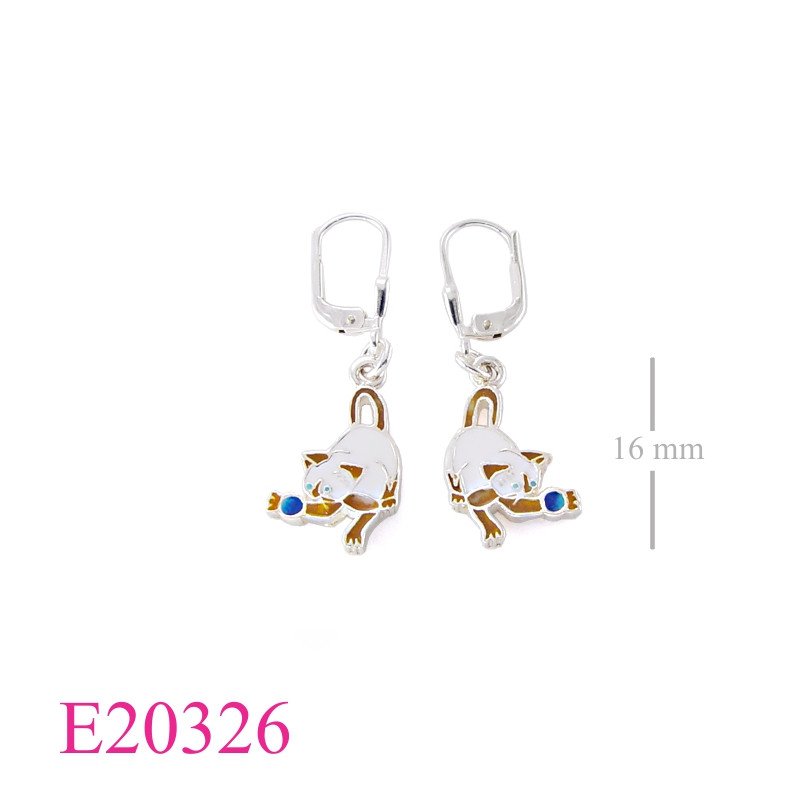 Cat Earrings, enamel siamese cat.
