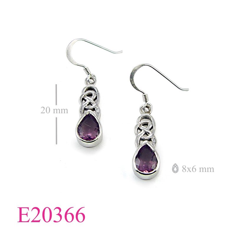 Celtic Earrings, celtic with 8x6mm pear stone.