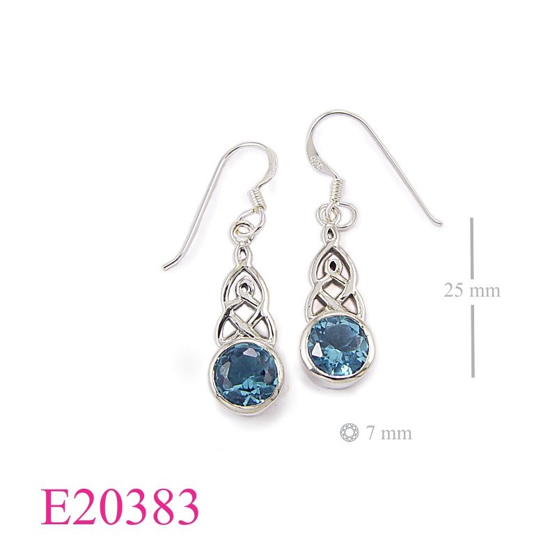 Celtic Earrings, celtic with 7mm round stone.