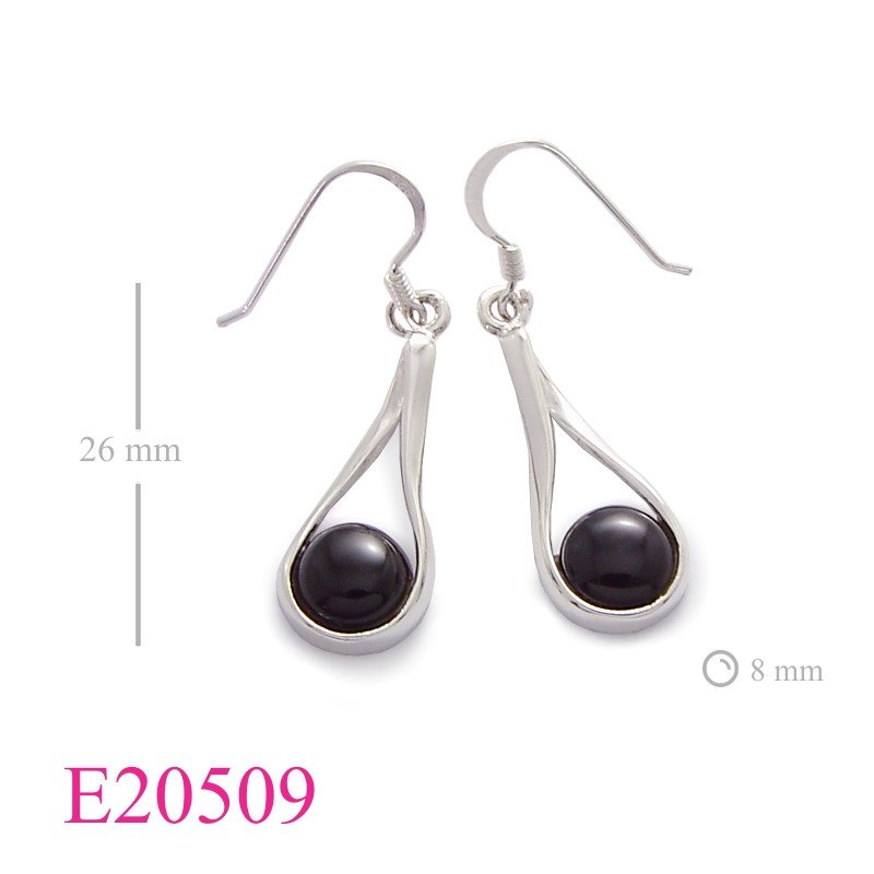 Earrings, 8mm round cabochon stone.
