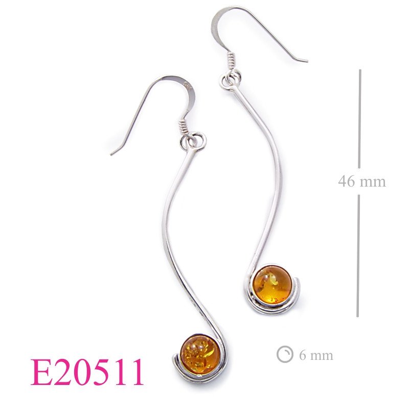 Earrings, wavy wire with 6mm round Amethyst cabochon stone.