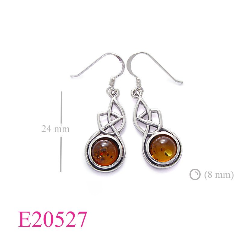 Celtic Earrings, celtic with cabochon round stone.