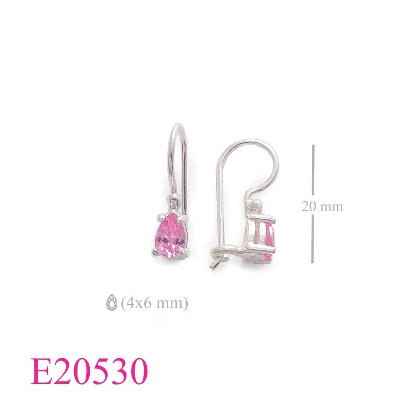 Earrings, 6x4mm drop stone long wire hook.