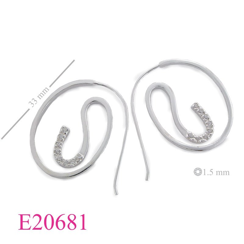 Earrings, S swirl shape with small stones.