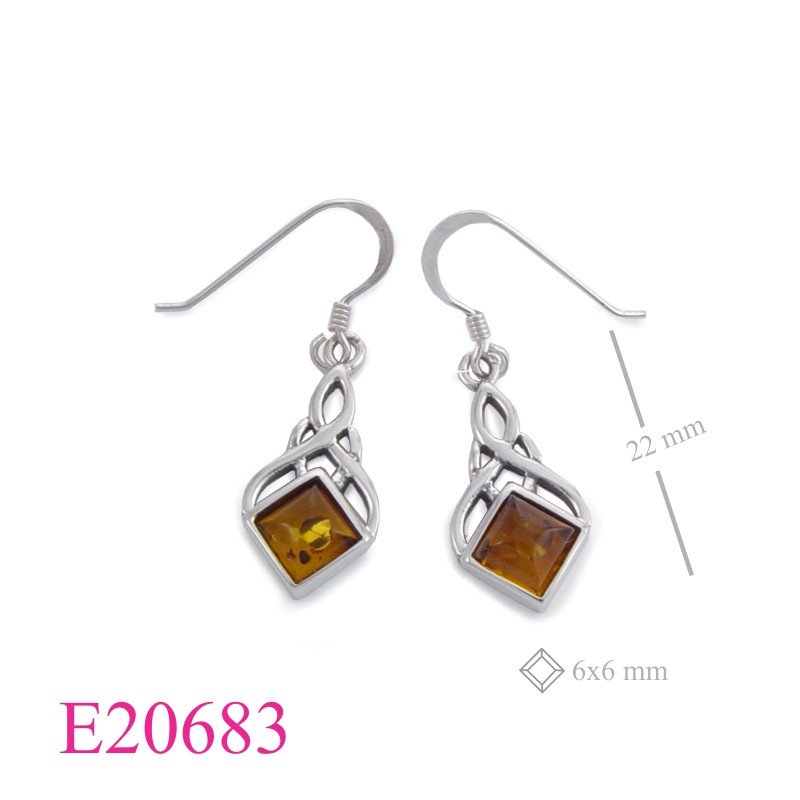 Celtic Earrings, celtic with square stone.