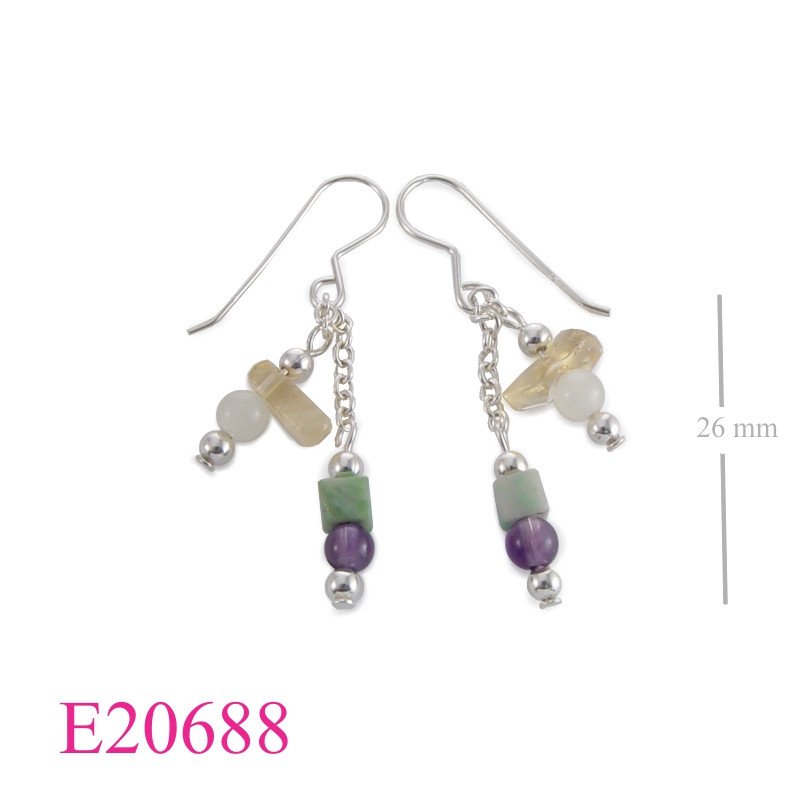 Earrings, multi beads.