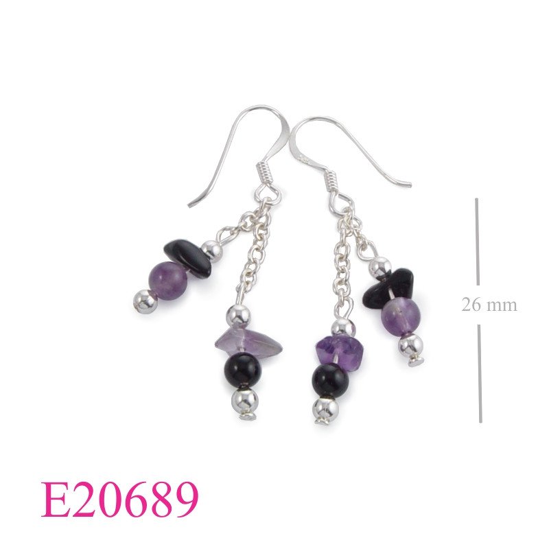 Earrings, hanging bead chips.