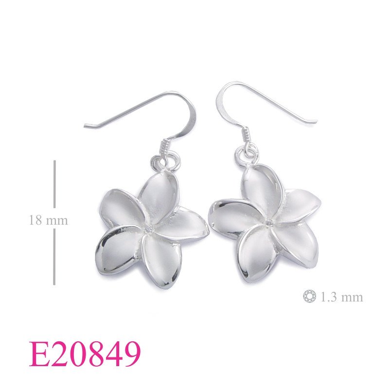 Flower Earrings, CZ Earrings, 18mm sandblast champac with small CCZ.