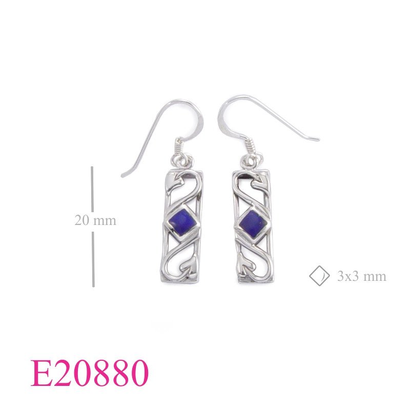 Earrings, rectangle and square stone.