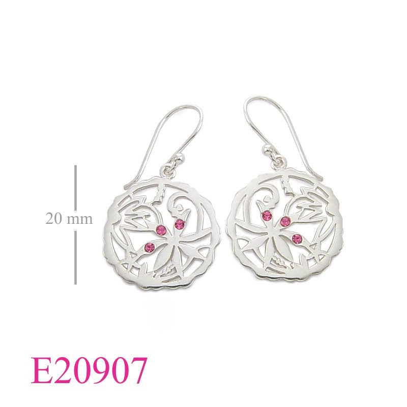 Earrings, stencil with 3 crystals.