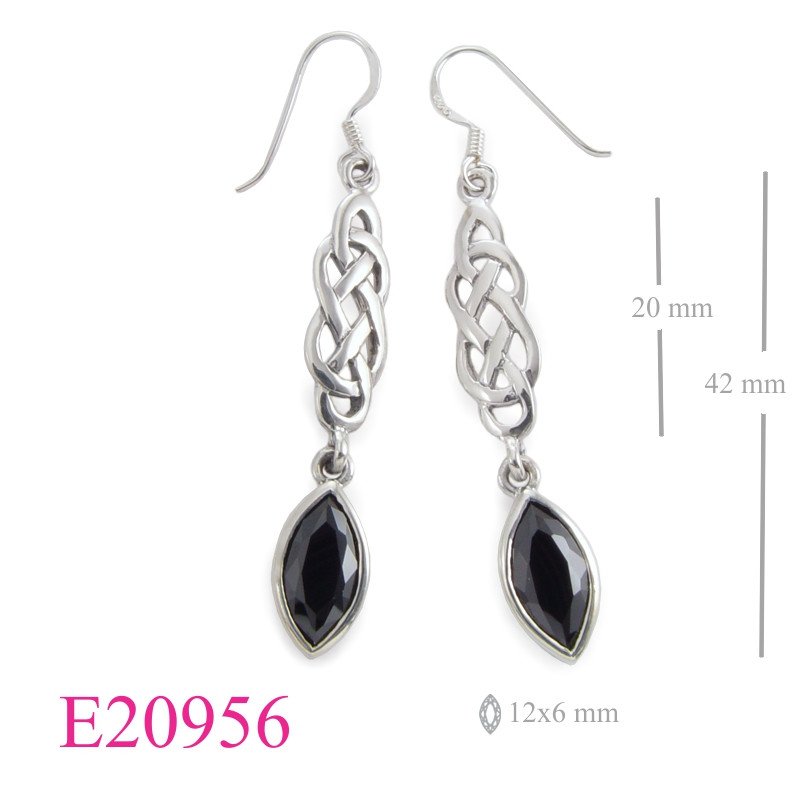 Celtic Earrings, CZ Earrings, Celtic with hanging CCZ marquise stone.