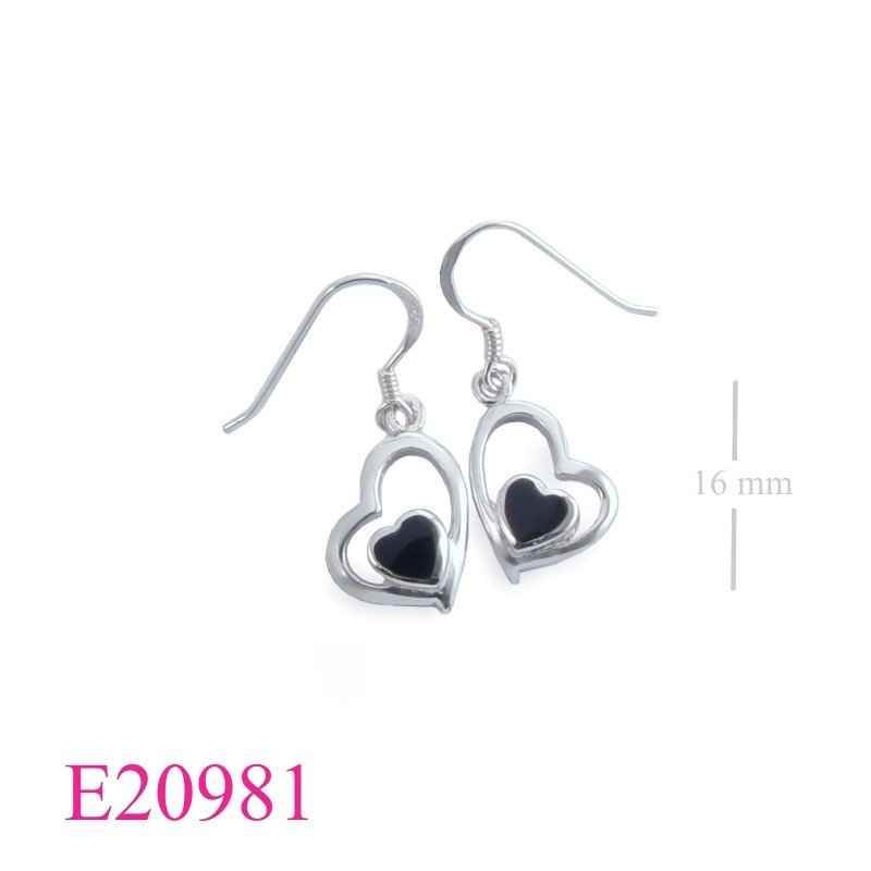 Heart Earrings, stone heart in heart.