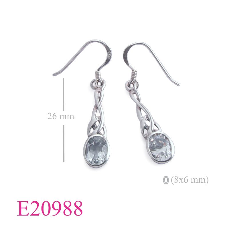 Celtic Earrings, Celtic with 6x8mm oval stone.