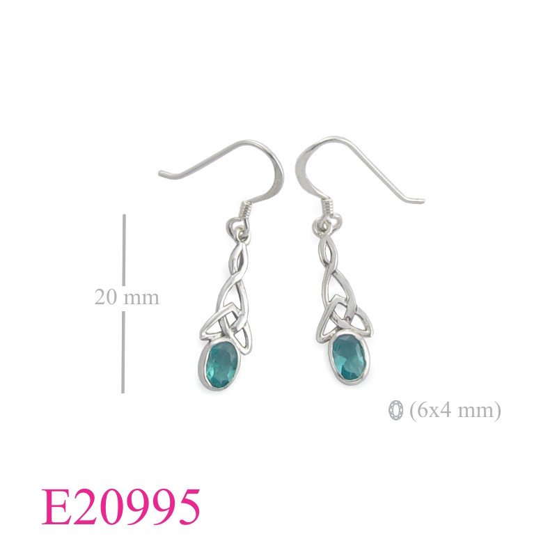 Celtic Earrings, Trinity Celtic with oval stone.