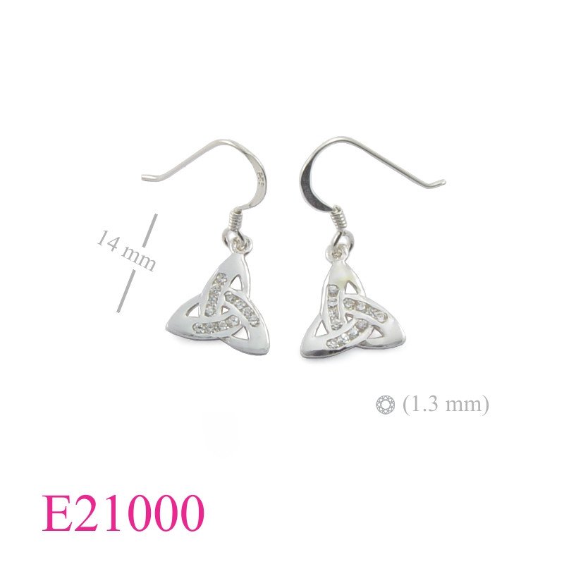 CZ Earrings,  Trinity with small CCZs.