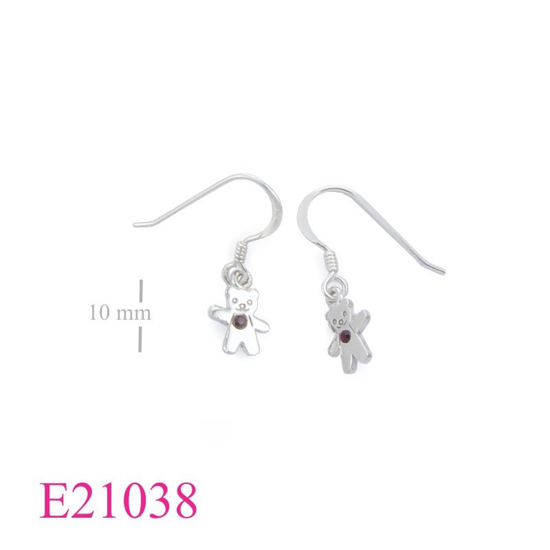 Bear Earrings, mini bear with a crystal.