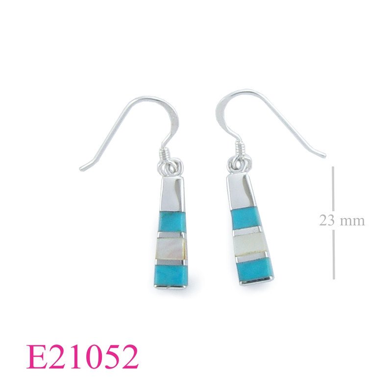 Earrings, column with 3 stones.