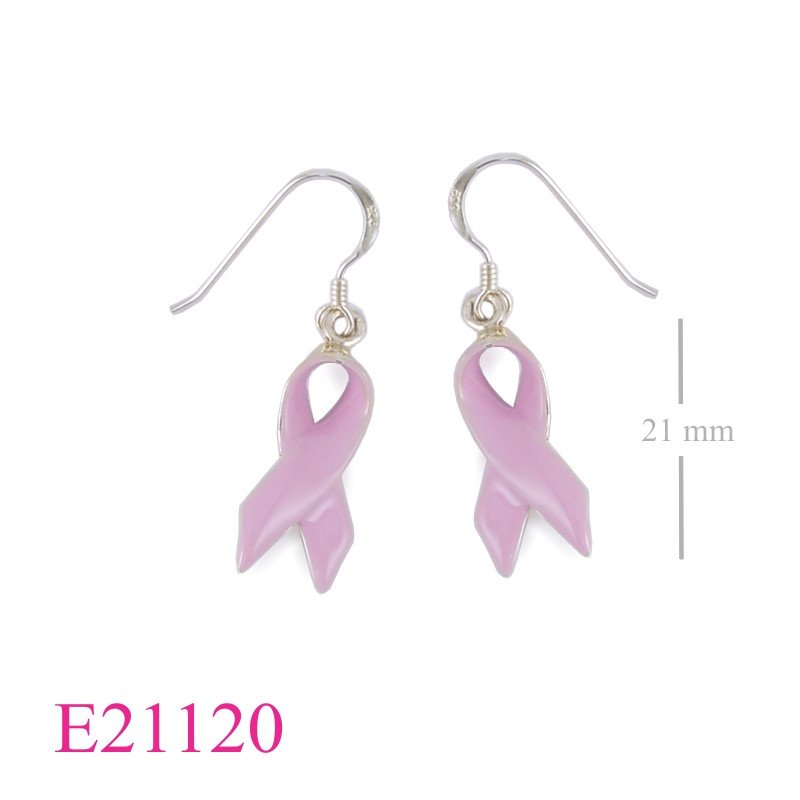 Earrings, enamel ribbon.