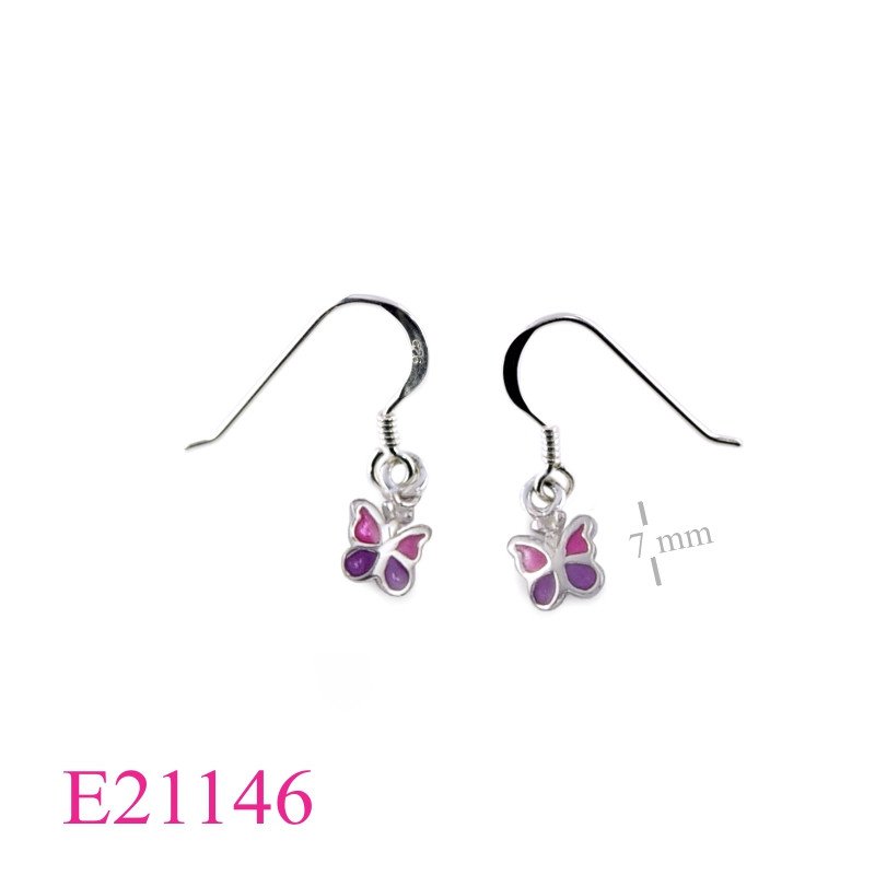 Butterfly Earrings, enamel small pink and purple butterfly.