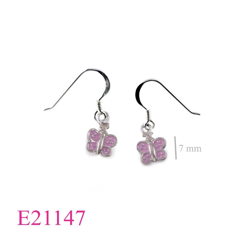 Butterfly Earrings, enamel small pink butterfly.