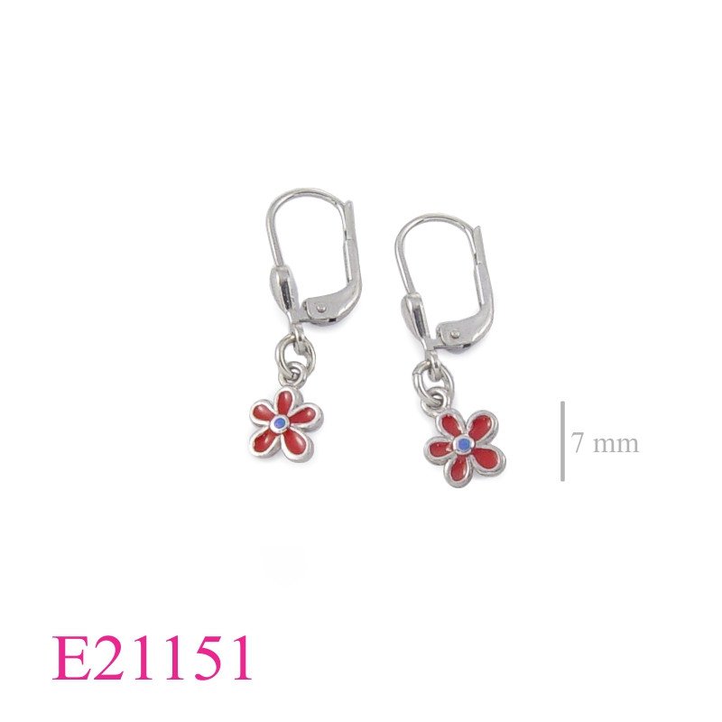 Flower Earrings, enamel flower.