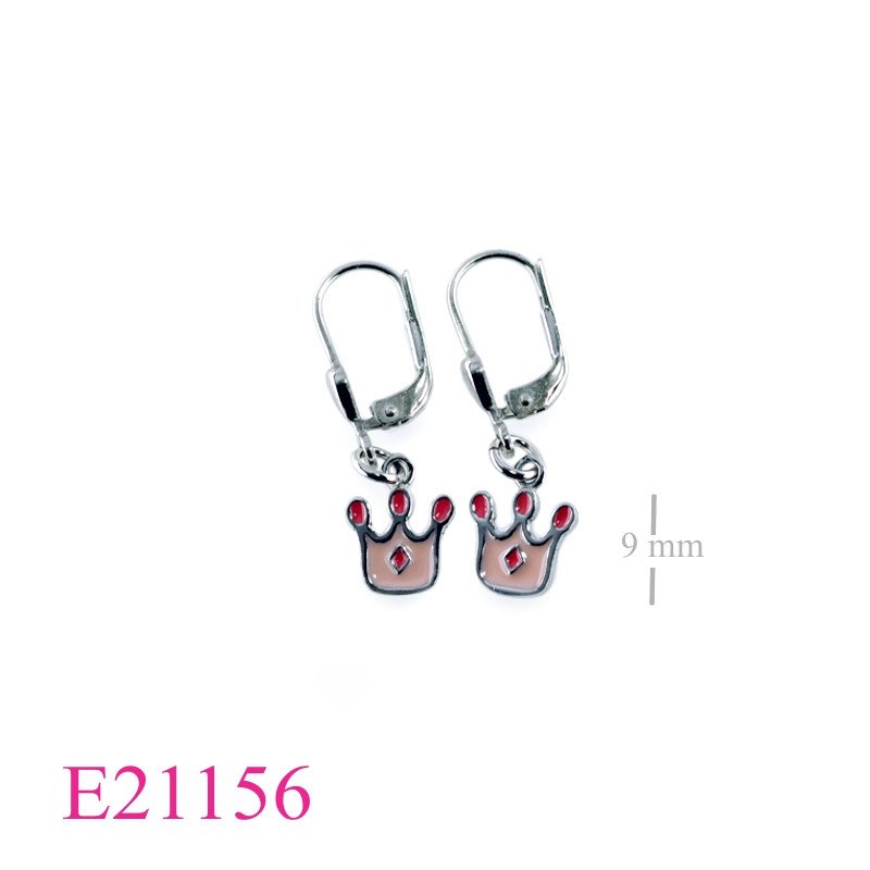 Earrings, enamel Crown.