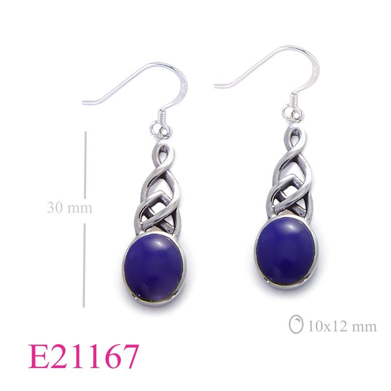 Celtic Earrings, Celtic with oval stone.