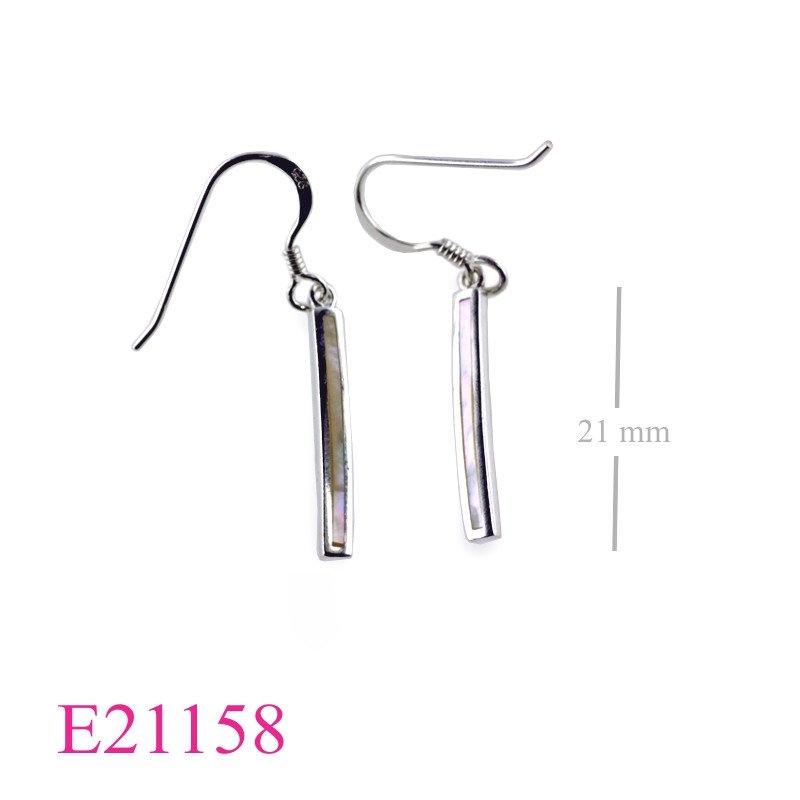 Earrings, curve bar with MOP stone.